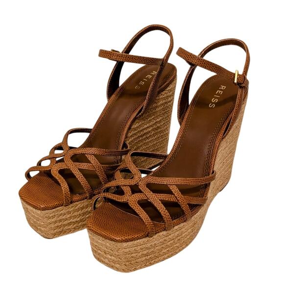 $320 Reiss Elle Espadrille Platform Wedge Sandals Women's Tan size US9.5 EU40 - Picture 10 of 10
